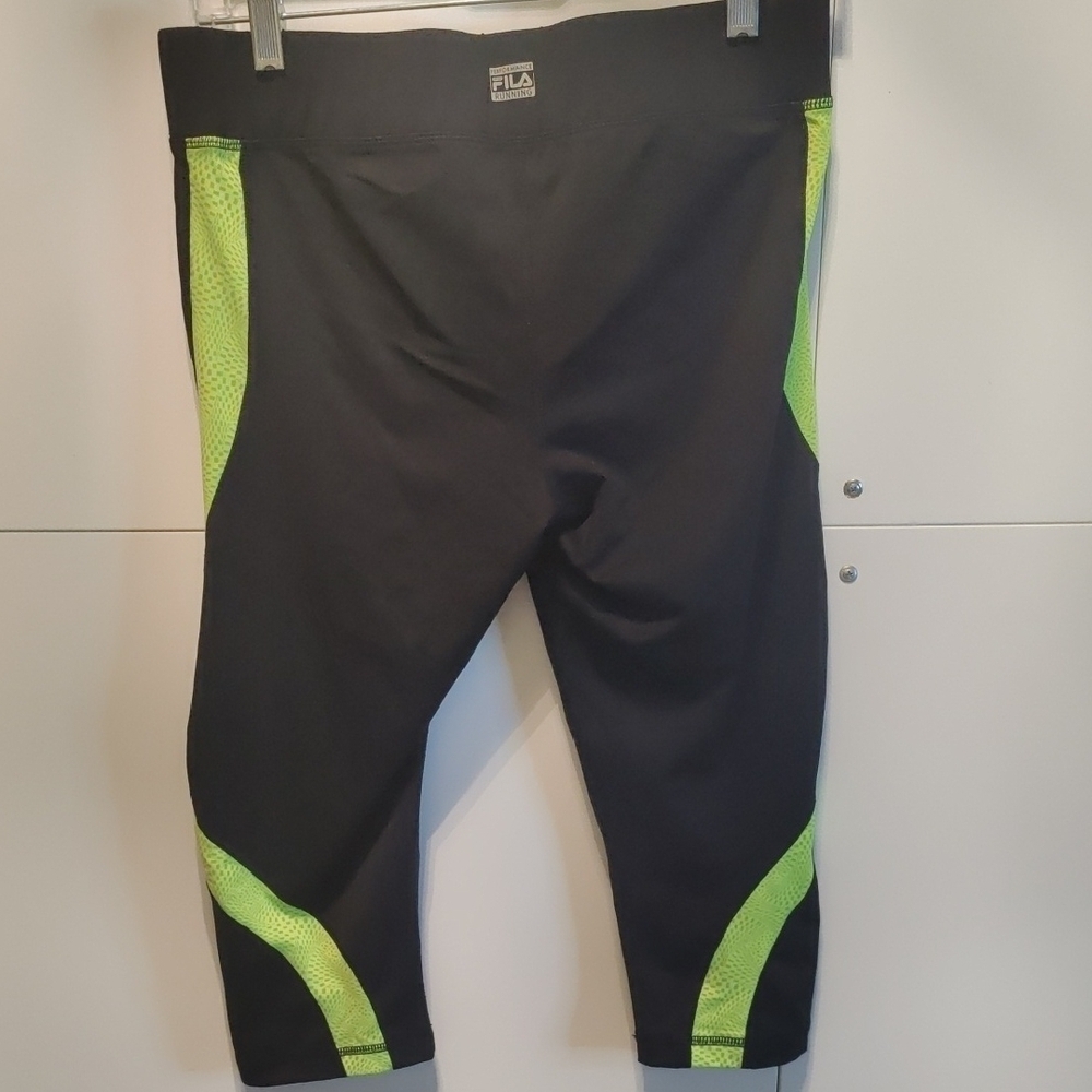 Fila Women's Black Leggings with Neon Green Accents - Picture 6 of 6